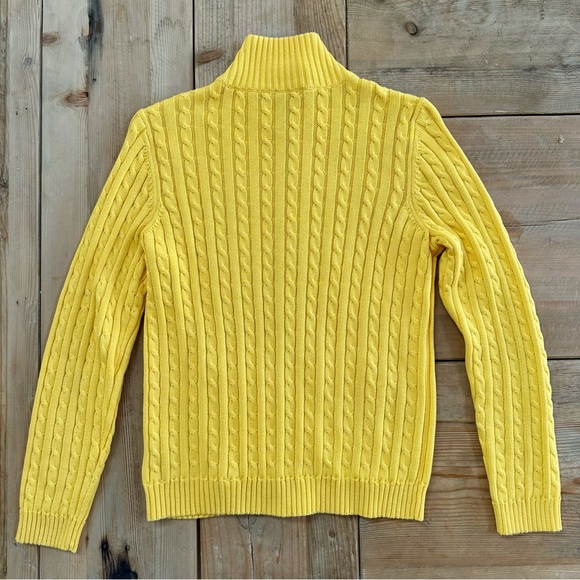 Lauren Ralph Lauren Yellow Zip Front Cable Knit Cardigan Sweater Women’s Sz L - Picture 3 of 13